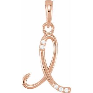 Ladies Natural Diamond Initial I Pendant (I1, G-H) — 14K Rose Gold