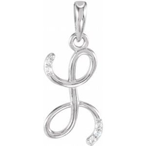 Ladies Natural Diamond Initial L Pendant (I1, G-H) — 14K White Gold