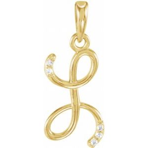 Ladies Natural Diamond Initial L Pendant (I1, G-H) — 14K Yellow Gold