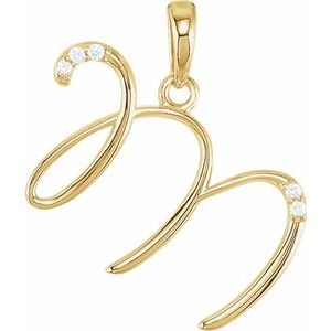 Ladies Natural Diamond Initial M Pendant (I1, G-H) — 14K Yellow Gold