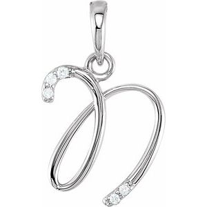 Ladies Natural Diamond Initial N Pendant (I1, G-H) — 14K White Gold