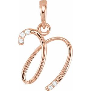 Ladies Natural Diamond Initial N Pendant (I1, G-H) — 14K Rose Gold