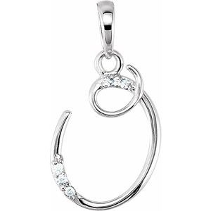 Ladies Natural Diamond Initial O Pendant (I1, G-H) — 14K White Gold