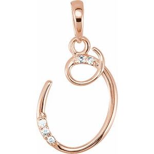 Ladies Natural Diamond Initial O Pendant (I1, G-H) — 14K Rose Gold