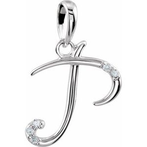 Ladies Natural Diamond Initial P Pendant (I1, G-H) — 14K White Gold