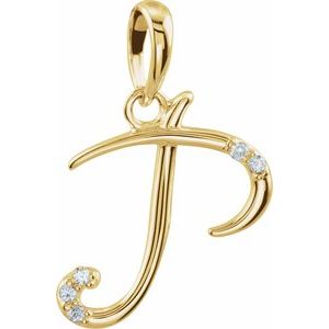 Ladies Natural Diamond Initial P Pendant (I1, G-H) — 14K Yellow Gold