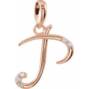 Ladies Natural Diamond Initial P Pendant (I1, G-H) — 14K Rose Gold