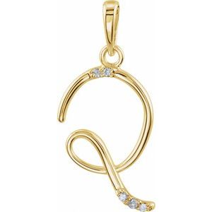Ladies Natural Diamond Initial Q Pendant (I1, G-H) — 14K Yellow Gold