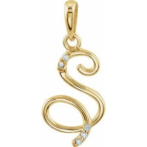 Ladies Natural Diamond Initial S Pendant (I1, G-H) — 14K Yellow Gold