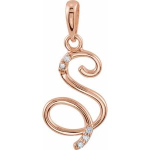 Ladies Natural Diamond Initial S Pendant (I1, G-H) — 14K Rose Gold