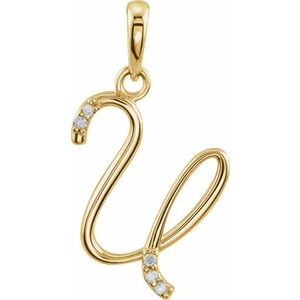 Ladies Natural Diamond Initial U Pendant (I1, G-H) — 14K Yellow Gold