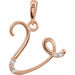 Ladies Natural Diamond Initial V Pendant (I1, G-H) — 14K Rose Gold