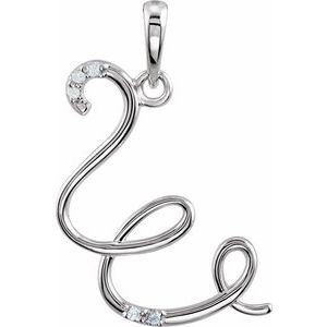 Ladies Natural Diamond Initial W Pendant (I1, G-H) — 14K White Gold