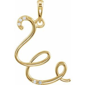 Ladies Natural Diamond Initial W Pendant (I1, G-H) — 14K Yellow Gold