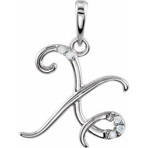 Ladies Natural Diamond Initial X Pendant (I1, G-H) — 14K White Gold