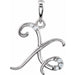Ladies Natural Diamond Initial X Pendant (I1, G-H) — 14K White Gold