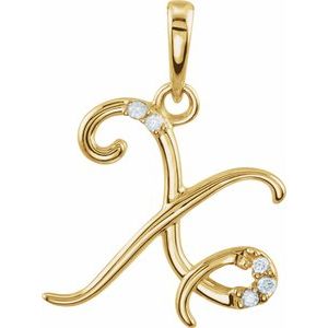 Ladies Natural Diamond Initial X Pendant (I1, G-H) — 14K Yellow Gold