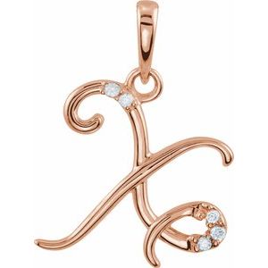 Ladies Natural Diamond Initial X Pendant (I1, G-H) — 14K Rose Gold