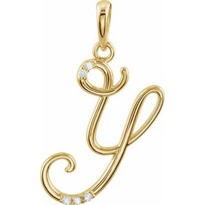 Ladies Natural Diamond Initial Y Pendant (I1, G-H) — 14K Yellow Gold