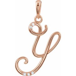 Ladies Natural Diamond Initial Y Pendant (I1, G-H) — 14K Rose Gold