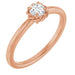 Ladies Natural Diamond Solitaire Rope Ring (I1, G-H) — 14K Rose Gold