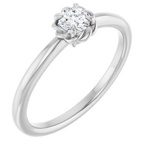 Ladies Natural Diamond Solitaire Rope Ring (SI2-SI3, G-H) — Platinum
