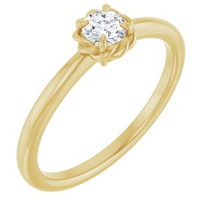 Ladies Natural Diamond Solitaire Rope Ring (I1, G-H) — 14K Yellow Gold