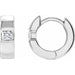 Ladies Natural Diamond 12 mm Hinged Huggie Hoop Earrings (I1, G-H) — 14K White Gold