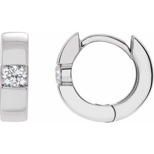 Ladies Natural Diamond Hinged Huggie Hoop Earrings (I1, G-H) — Sterling Silver