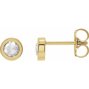 Ladies Rose-Cut Natural Diamond Bezel-Set Earrings (Vs/Si1, G-H) — 14K Yellow Gold