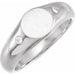 Ladies Natural Diamond 8.6 mm Round Signet Ring — Sterling Silver