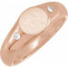 Ladies Natural Diamond 8.6 mm Round Signet Ring — 14K Rose Gold