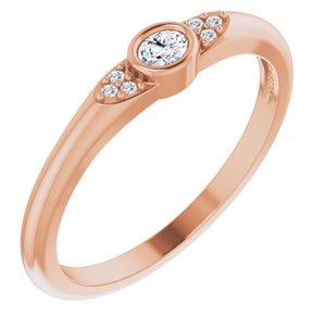 Ladies Natural Diamond Stackable Ring (VS, GHI) — 14K Rose Gold