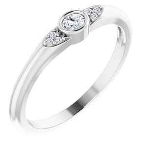 Ladies Natural Diamond Stackable Ring (VS, GHI) — Sterling Silver