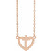 Ladies Natural Diamond Heart Cross Necklace (I1, G-H) — 14K Rose Gold