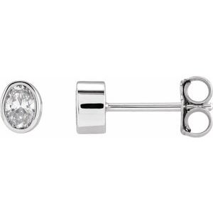 Lab-Grown Diamond Oval Bezel-Set Stud Earrings