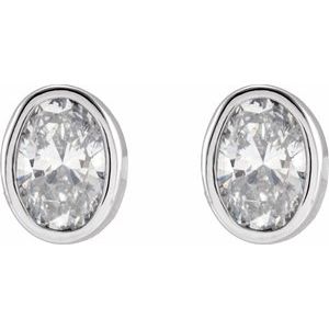Lab-Grown Diamond Oval Bezel-Set Stud Earrings