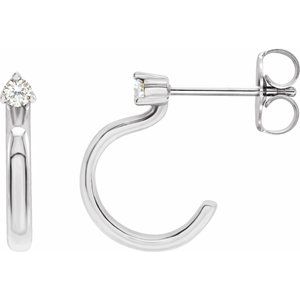 Ladies Natural Diamond Hoop Earring — Sterling Silver