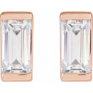Lab-Grown Diamond Straight Baguette Bezel-Set Stud Earrings