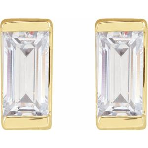 Lab-Grown Diamond Straight Baguette Bezel-Set Stud Earrings