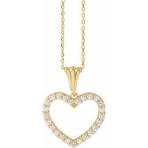 Ladies Natural Diamond Heart Necklace (I1, G-H) — 14K Yellow Gold