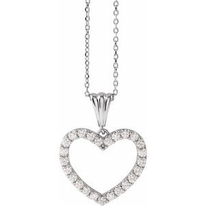 Ladies Natural Diamond Heart Necklace (I1, G-H) — 14K White Gold