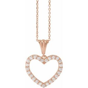 Ladies Natural Diamond Heart Necklace (I1, G-H) — 14K Rose Gold