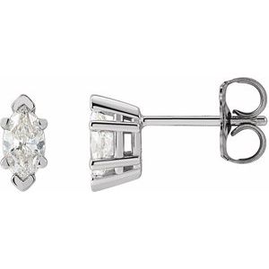 Ladies Natural Diamond Earrings — 14K White Gold