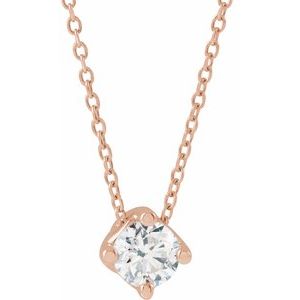Ladies Natural Diamond Solitaire Necklace (I1, G-H) — 14K Rose Gold