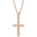 Ladies Natural Diamond Cross Necklace (I1, G-H) — 14K Rose Gold