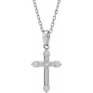 Ladies Natural Diamond Cross Necklace (I1, G-H) — Sterling Silver