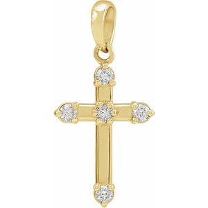 Ladies Natural Diamond Cross Pendant (I1, G-H) — 14K Yellow Gold