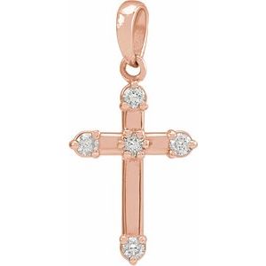 Ladies Natural Diamond Cross Pendant (I1, G-H) — 14K Rose Gold