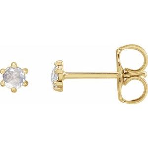 Ladies Rose-Cut Natural Diamond Earrings — 14K Yellow Gold